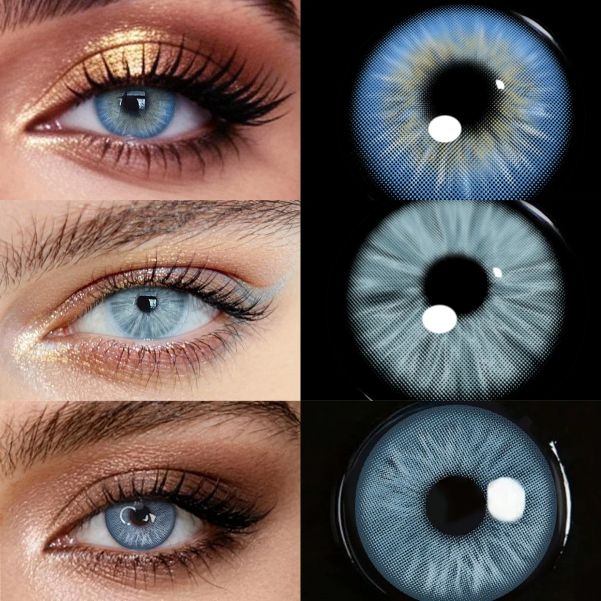 VISUASHOW Unspoken Blaue Farbige Kontaktlinsen mit Sehstärke für 6 Monate Tragezeit Natürliche Weiche Linsen für Tägliche Augenschönheit & Make-up