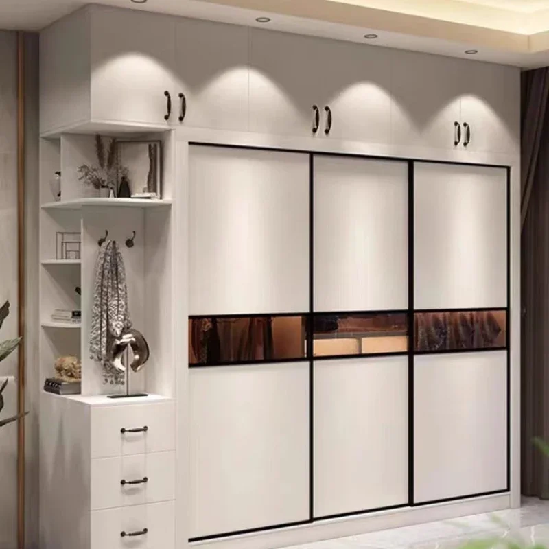 

Nordic White Hanging Wardrobe Essential Adjustable Wooden Aesthetics Wardrobe Storage Shelves Armario De Ropa Bedroom Furniture