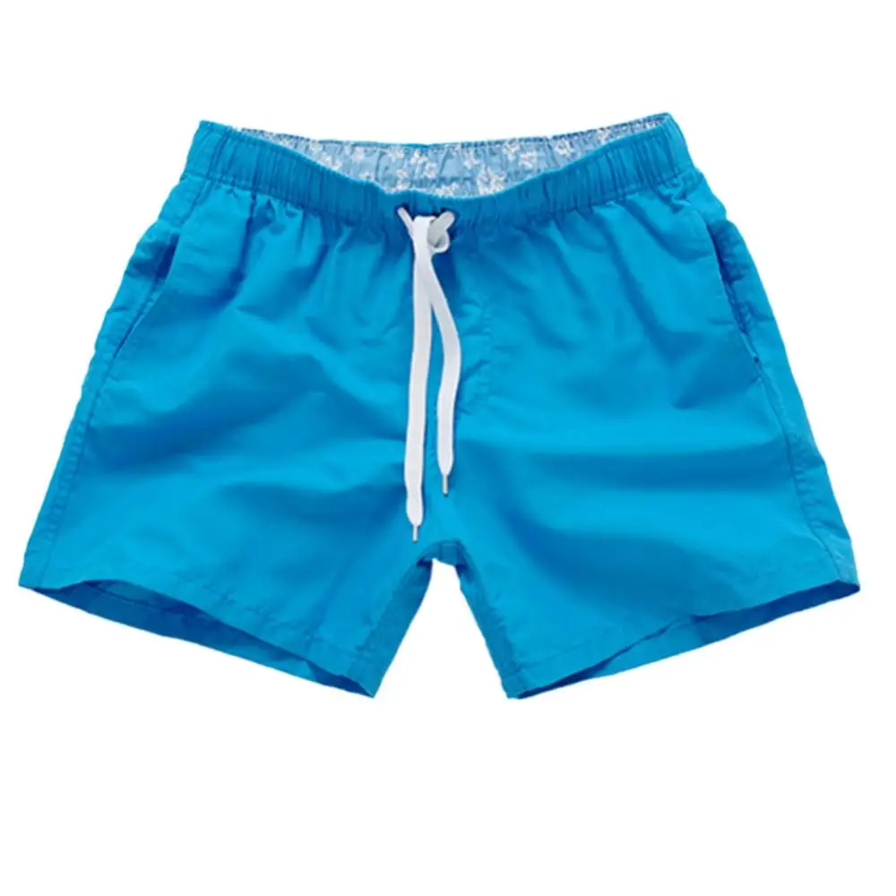 Men Swimming Trunk Casual Solid Color Men Drawstring Swimming Trunks Summer Beach Board Shorts Surfing Swim Trunks