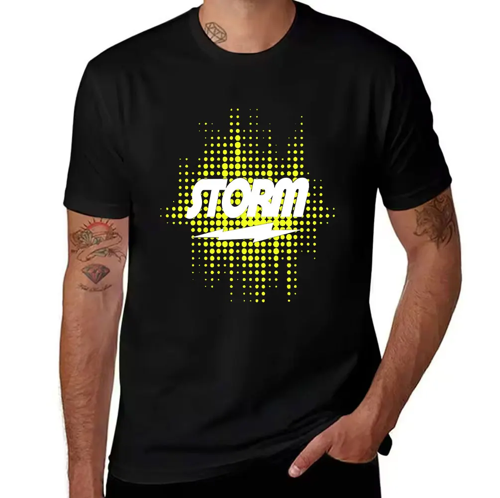 Men's Cotton T-Shirt Yellow Halftone Pattern Print Casual Short Sleeve Tee