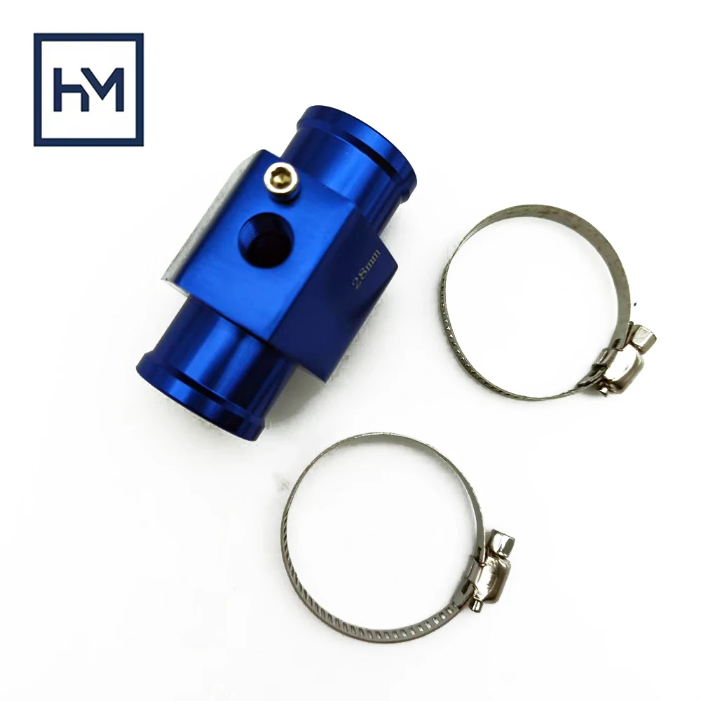Blue Water Temp Gauge Radiator Sensor Joint Pipe Hose Water Temperature Adapter Aluminium Alloy 28mm For Car Truck Gauges