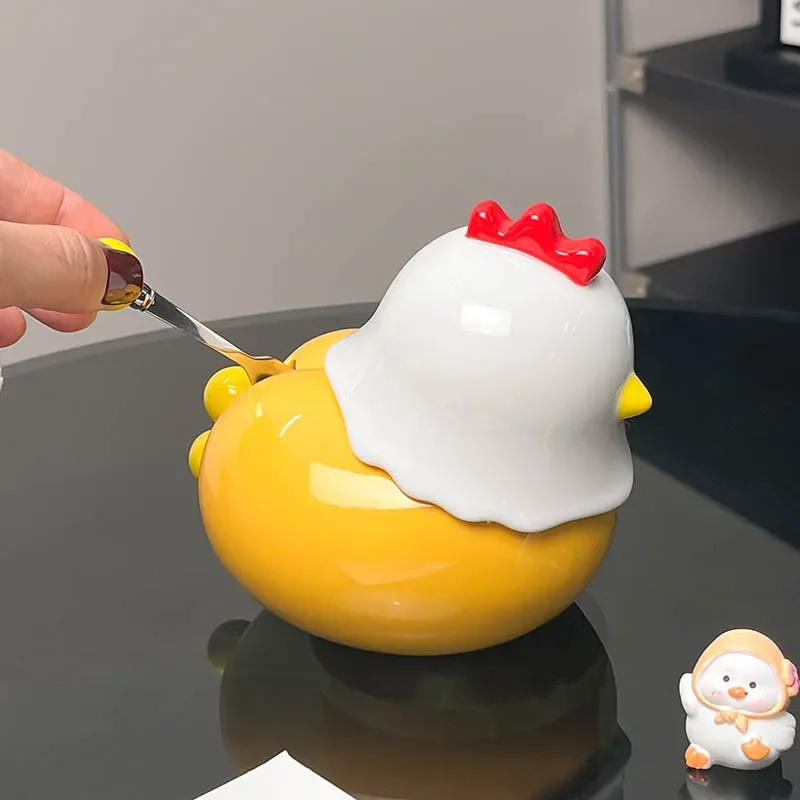 Cartoon Chick Fruit Fork Fruit Signature Set Household Cute Dessert Fork Fruit Fork Box Desktop Storage Jar