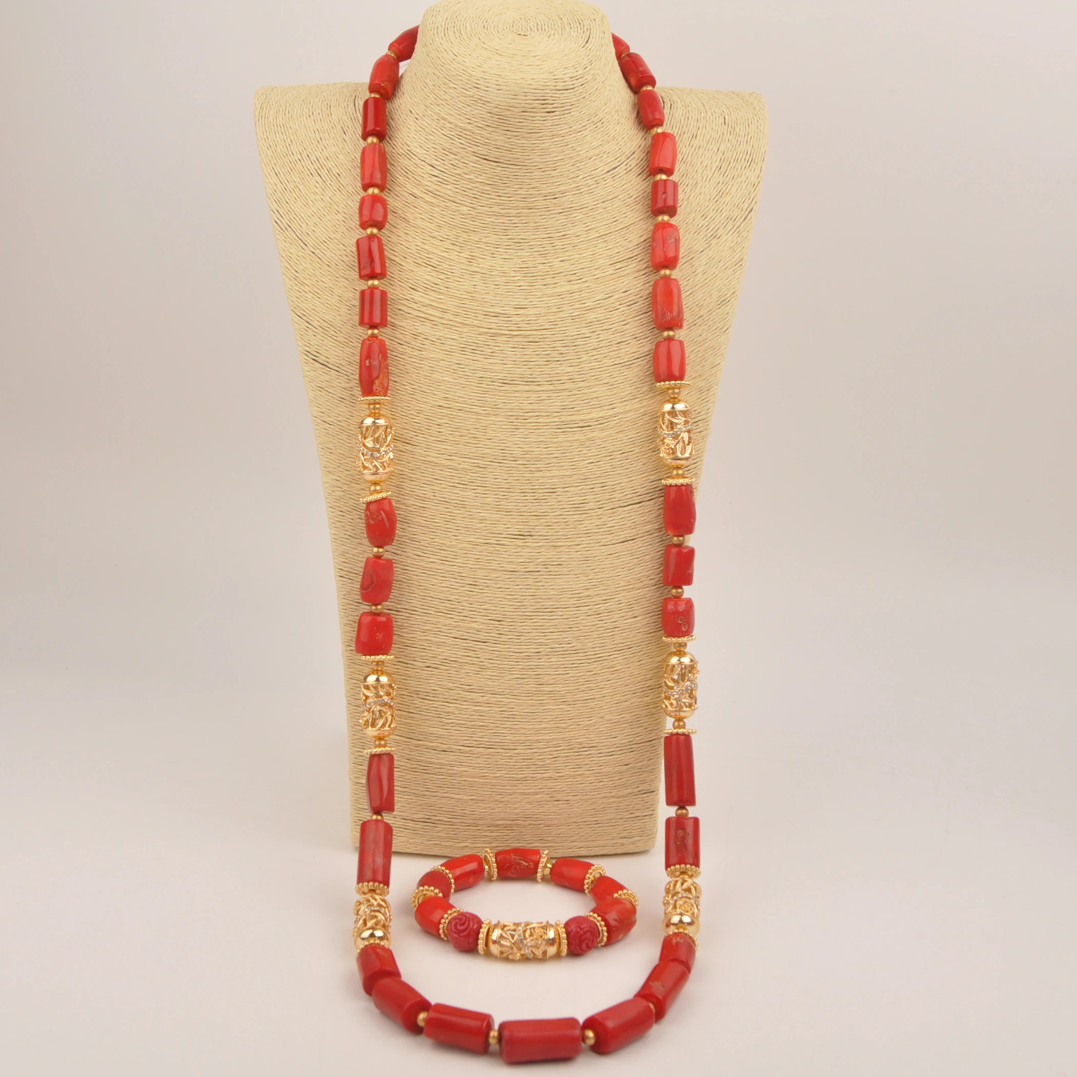 Red Natural coral Nigerian Wedding jewelry collection African Necklace jewelry