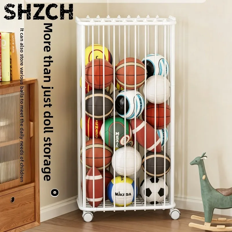 Modern Carbon Steel Storage Rack for Kids Plush Toys Large Capacity Stretchable Bin with Wheels Moving Doll Organizer Basket