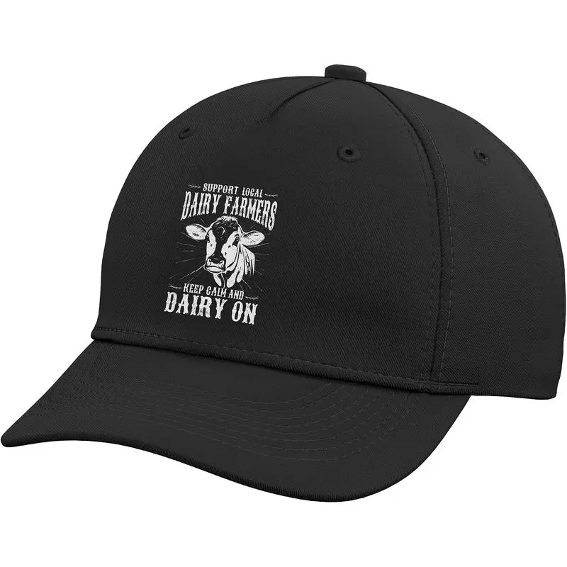 Support Local Dairy Farmers Keep Calm Dairy On Cow Farming Adjustable Baseball Hat