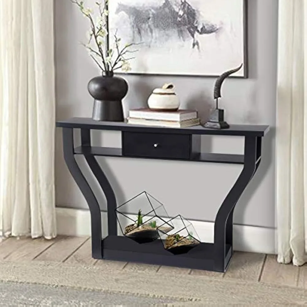 

Console Hall Table for Entryway Small Space Sofa Side Table with Storage Drawer and Shelf Home Office Living Room Furniture Nar