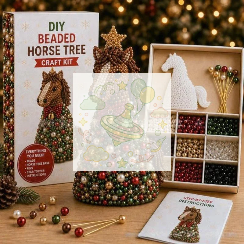 Handmade Cute Animal Beaded Christmas Tree DIY Kit Assembly Craft Set for Kids Educational Toy Xmas Gift Home Decor