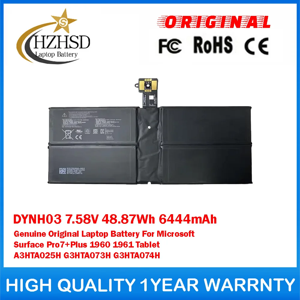 

DYNH03 7.58V 48.87Wh 6444mAh Genuine Original Laptop Battery For Microsoft Surface Pro7+Plus 1960 1961Tablet A3HTA025H G3HTA073H