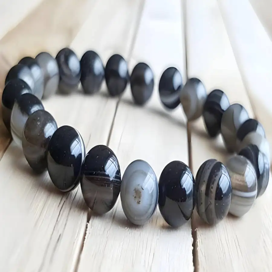 

8mm Natural Black Eye Agate Mala Bracelet Bead Buddhist Mala Sacred Chaplet Natural stone Nirvana Meditation Yoga Women Hand