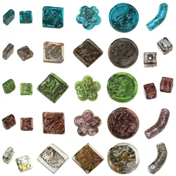 Hand-Painted Color 20-30MM Various Shapes Glass Lampwork Beads Silver Foil Multicolor For Jewelry Making DIY Bracelet Necklace