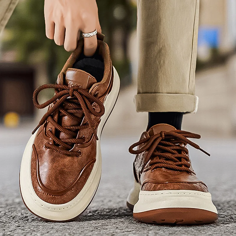

Men Shoes Fashion Genuine Leather Casual Shoes Breathable Autumn Lace Up Comfortable Loafers Outdoor Oxfords Men Sneakers Shoes