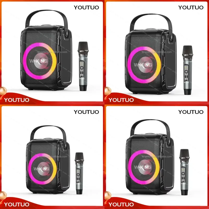 W-King T9S Party Box Outdoor Home Speaker Theater DJ Karaoke Active Wireless TWS USB Audio Loud Speaker UHF Mic