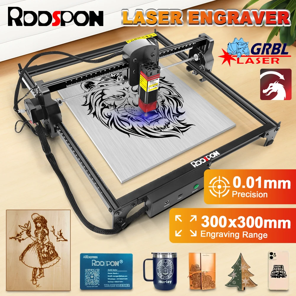 RDDSPON Laser Engraver 2.5W 7W Optical Power CNC Wood Router Engraving Machine Woodworking DIY Portable Cutter Printer 300*300mm