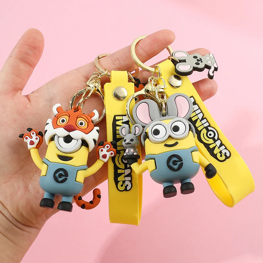 Anime Minions Keychain12 Chinese Zodiac Series Cute Cartoon Child Toy Key Ring School Bag Car Key Accessories Gift