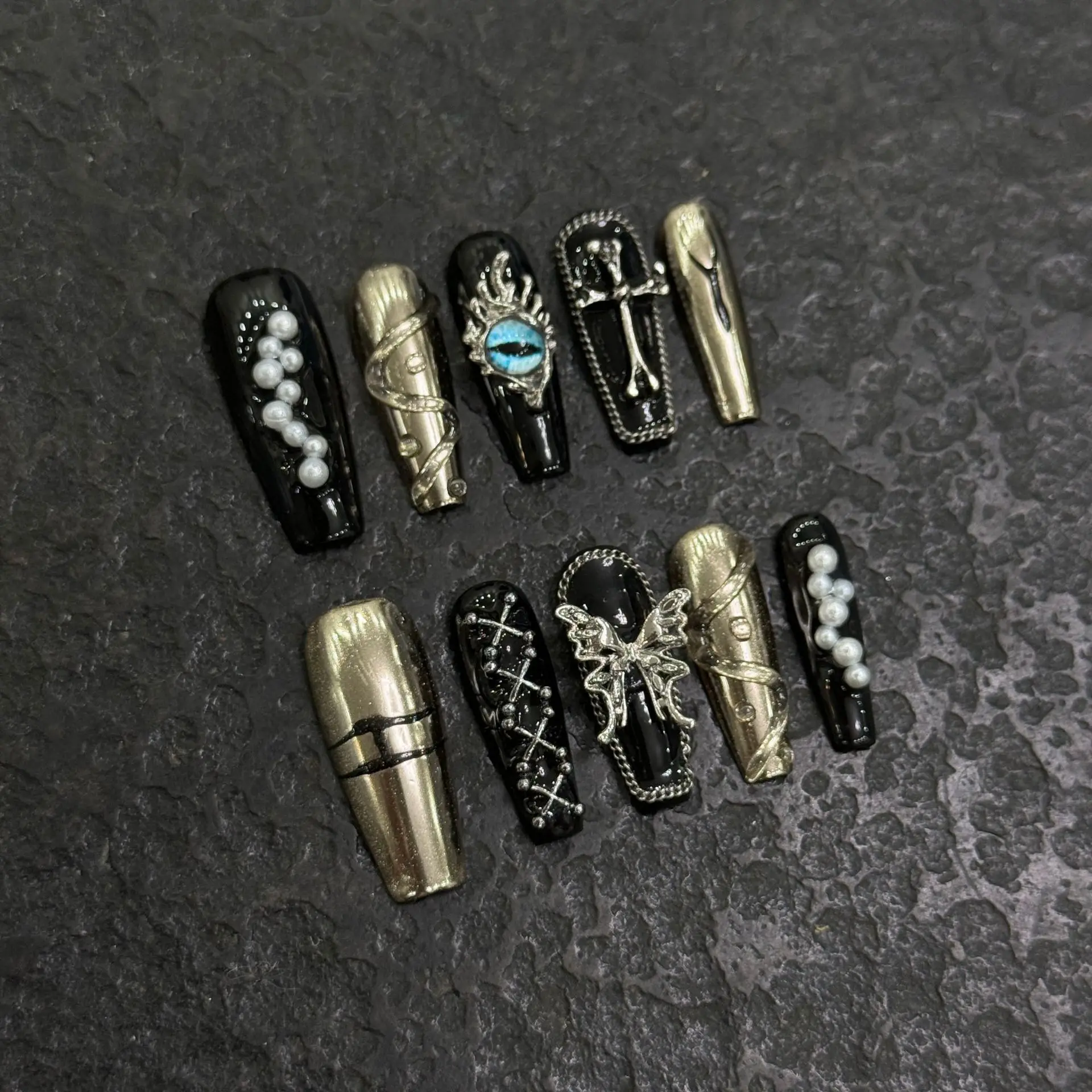 

European and American Ins Style Dark Series Nail Art Wearable Fake Nails (899)
