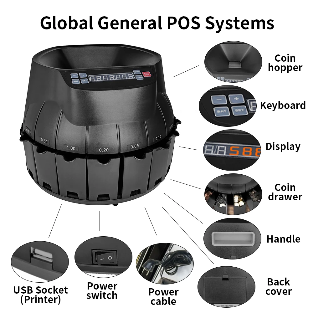 آلة عد العملات المعدنية متعددة البلاد آلة عد فارز العملات المعدات الإجمالية