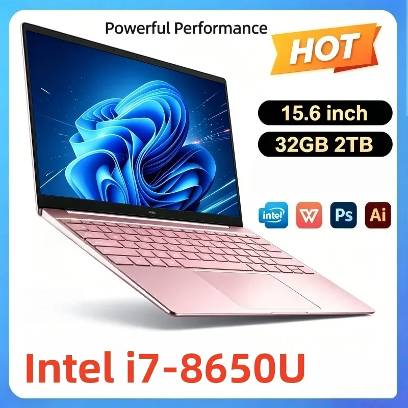 

Ultra Slim 15.6 Inch 120Hz Laptop Intel I7-8650U, 32GB RAM 2TB SSD, 5000mAh Long Battery for Student Study & Daily Office Use