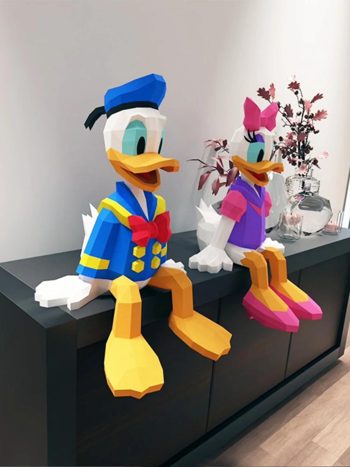 50cm Donald Duck Daisy Paper Model Anime Figures Home Decor Desktop Decoration Papercraft 3D DIY Hand Made Toy MINISO Disney