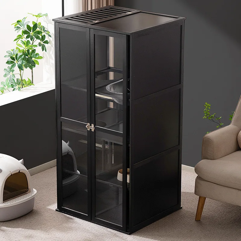 

Cat villa house home indoor solid wood cat cabinet cattery super large free space cat climbing frame integrated