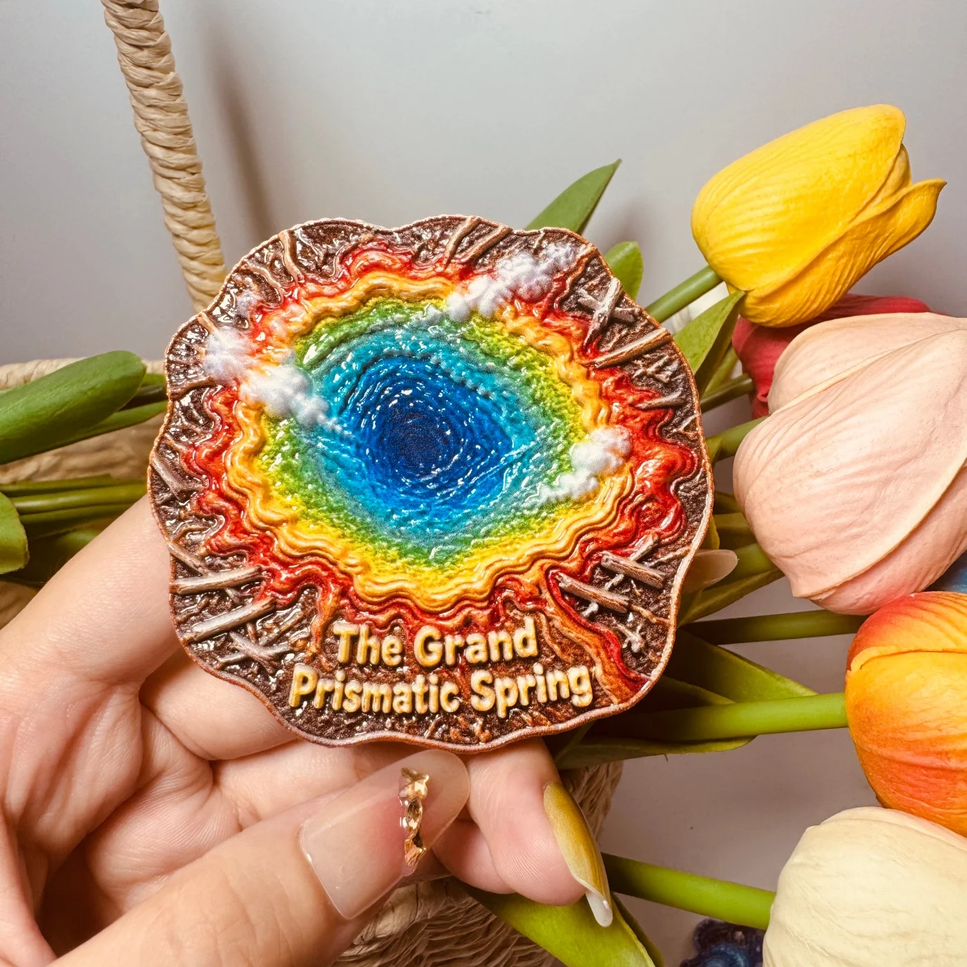 USA,  Fashionable Hot Springs，3D Stereoscopic，Tourism souvenirs，Resin painting，Decoration living room Refrigerator magnet