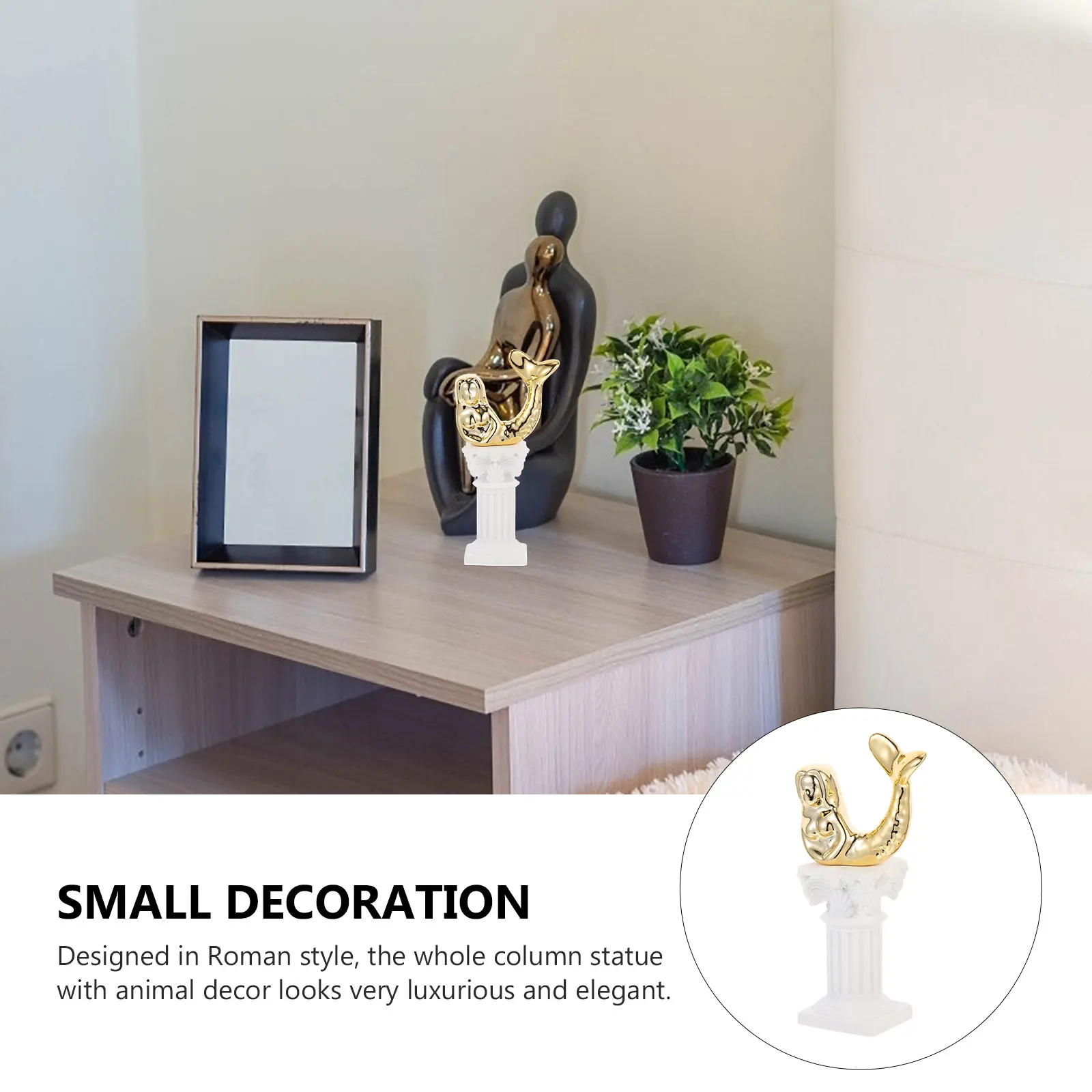 

1Set Mini Animal Roman Column Statue Resin Sculpture Decoration for Home Garden Office Photo Props Nordic Ornament