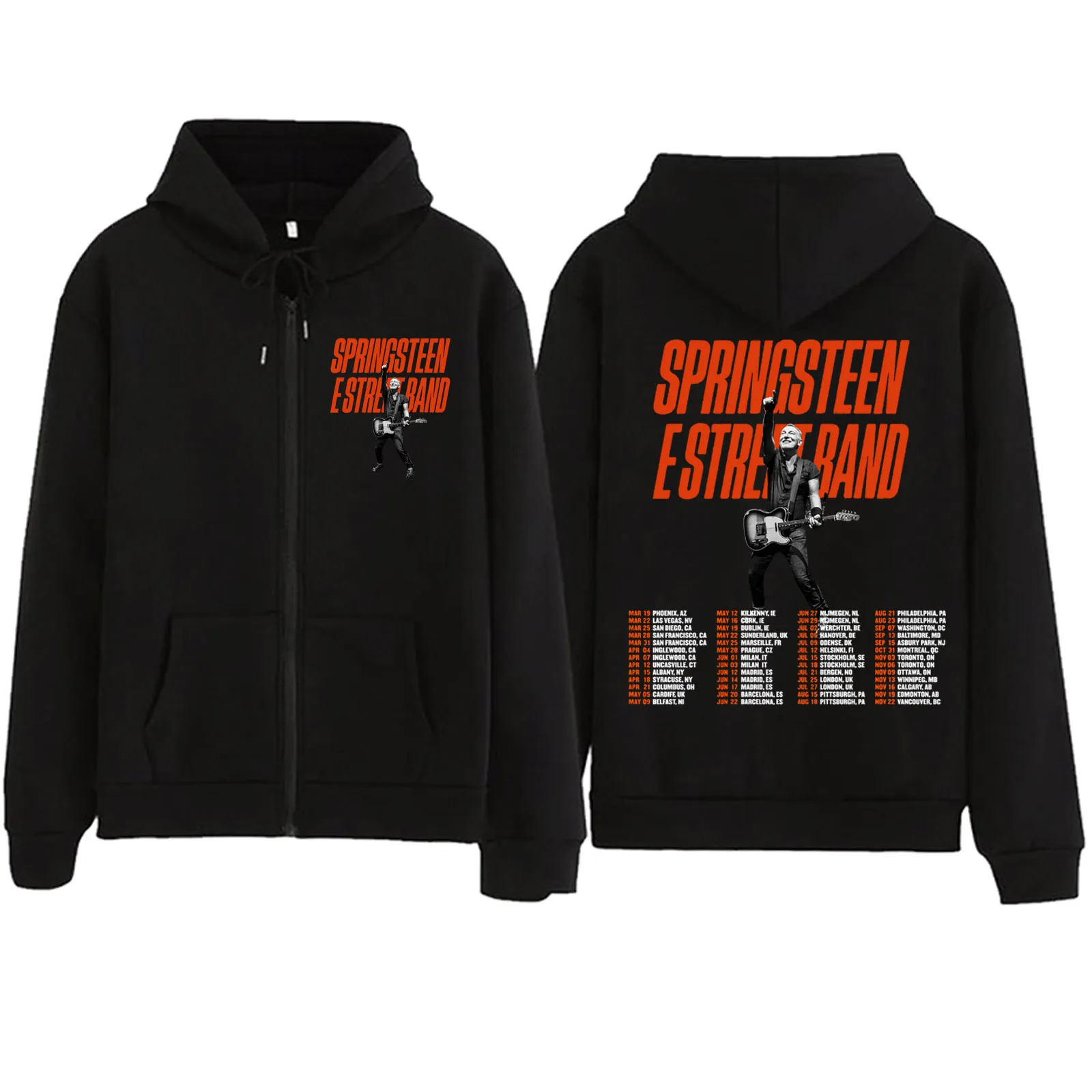 Bruce Springs teen und E Street 2024 Tour Reiß verschluss Hoodie Harajuku Pullover Tops Sweatshirt Streetwear