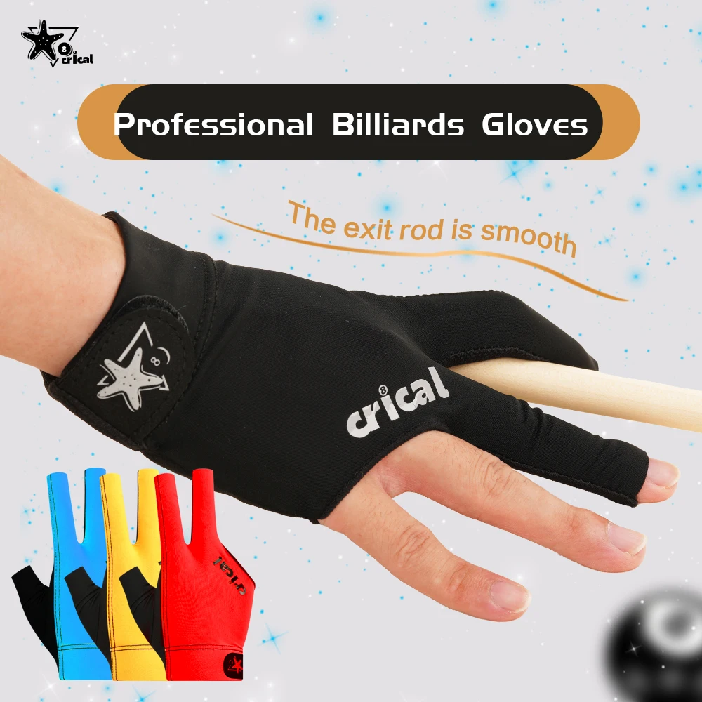 CRICAL 3-пальцевые перчатки для бильярда, удобные перчатки для снукерного кия из лайкры, перчатки для правой и левой руки, тренировочные перчатки для бильярда, аксессуары