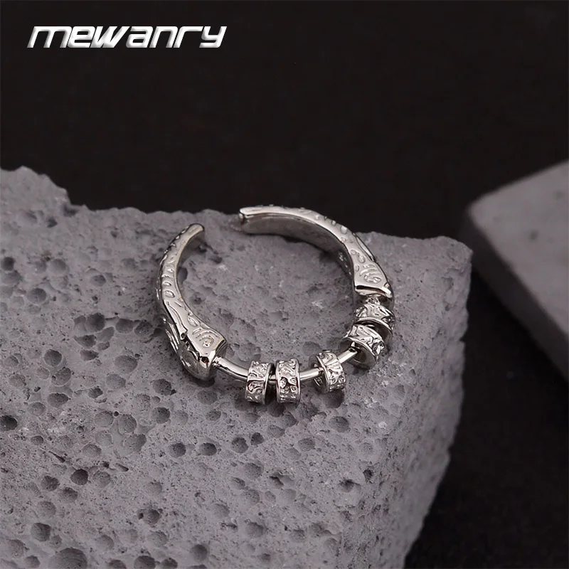 Mewanry Silver Color Irregular Geometric Pattern Cuff Rings For Women Couples Creative Design Fashion Elegant Birthday Jewelry