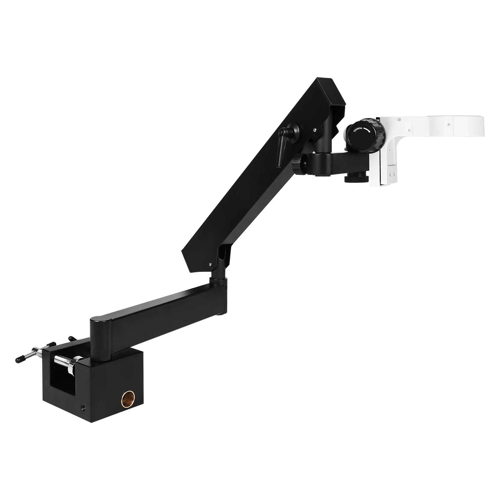 

Stereo Trinocular Stand with Table Clip Articulating Arm Pillar Clamp Stand Adjusted Up and Down for Binocular Stereo Microscope