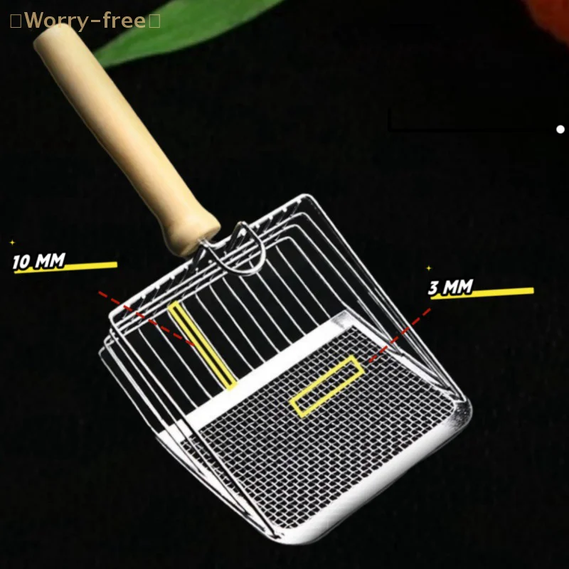 Cat Litter Shovel Stainless Steel Wooden Handle Not Easy To Rust Washable Kitten Litter Scoop Cats Toilet Cleaning Shovel Tool