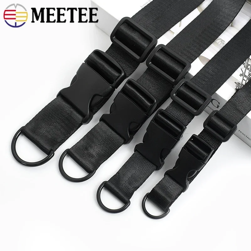 2 conjuntos de fivela de fixação de alça 20/25/32/38mm fivelas de liberação de plástico + correias de nylon preto + anel D + gancho deslizante para coleira de cachorro tri-glide