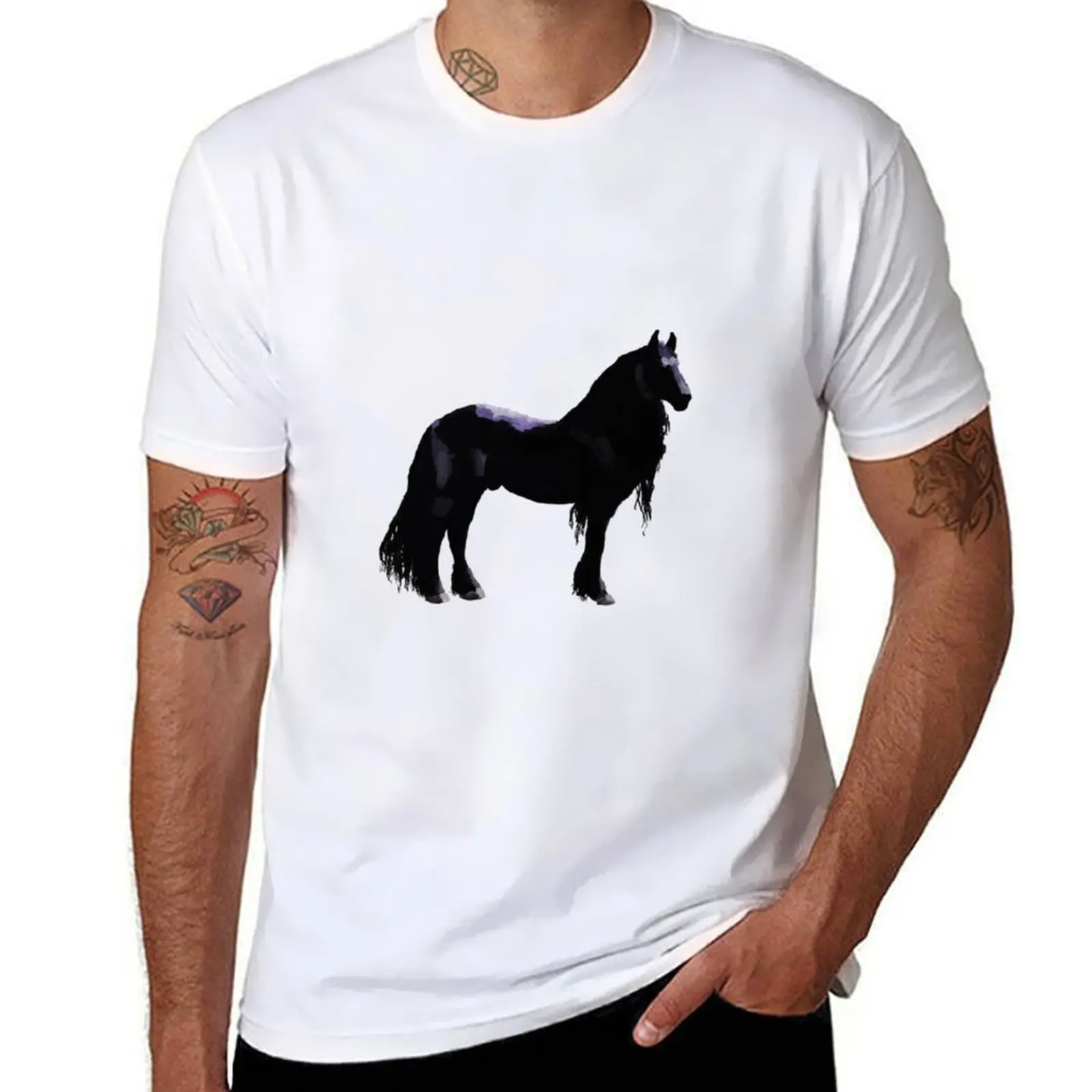 Friesian g t anime t a camisetas camisa camisas de gran tamaño silueta casi hombre camiseta caballo, para hombres verano hombre