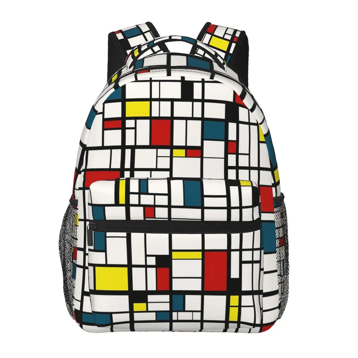 حقائب ظهر Piet Mondrian De Stijl للأولاد والبنات حقيبة كتب للطلاب حقائب مدرسية كرتونية للأطفال حقيبة كتف بسعة كبيرة