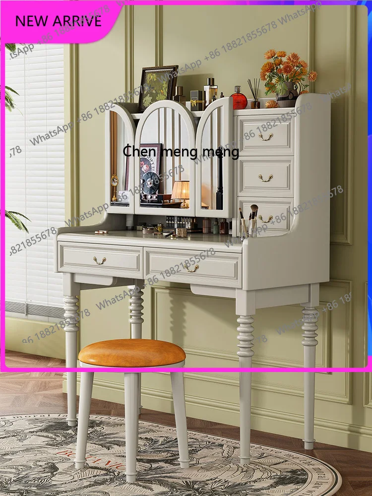 

American retro solid wood dresser bedroom, makeup table with mirror dressing cabinet flip H