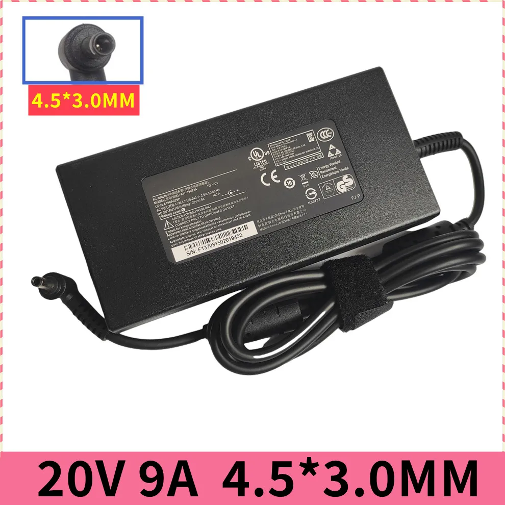 

20V 9A 180W 4.5*3.0MM A17-180P4B ADP-180TB AC Adapter Charger For MSI Katana GF76 GF66 11UE-856 11UE-031 Laptop Power Supply