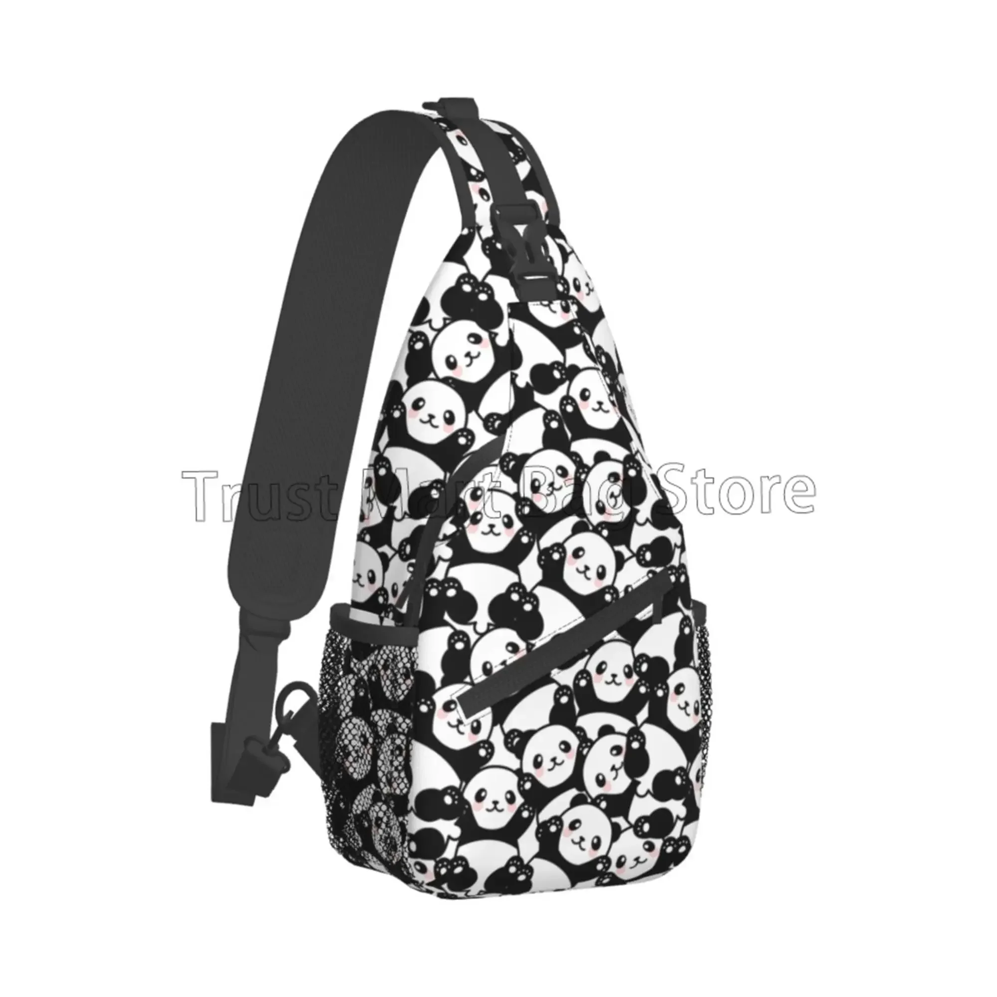 Mochila cruzada Unisex para hombre y mujer, Bolso pequeño con diseño de Panda bonito, Mini bandolera de un hombro para el pecho, gimnasio, deporte, viaje, senderismo, mochila de día