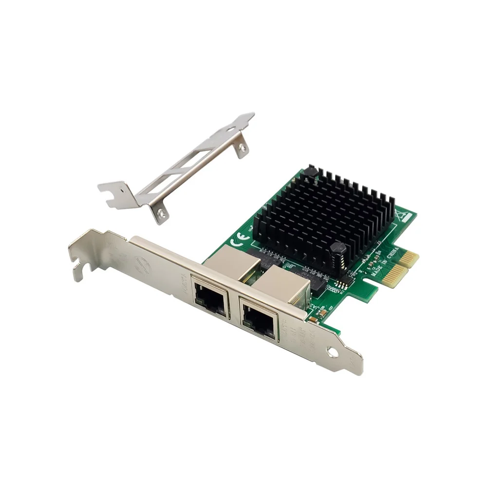 PCIe X1 Ethernet network Card 1000Mbps 1Gbps Dual Port RJ45 lan Card Desktop Computer intel 82571 chip 1x  2 ports gibabit card