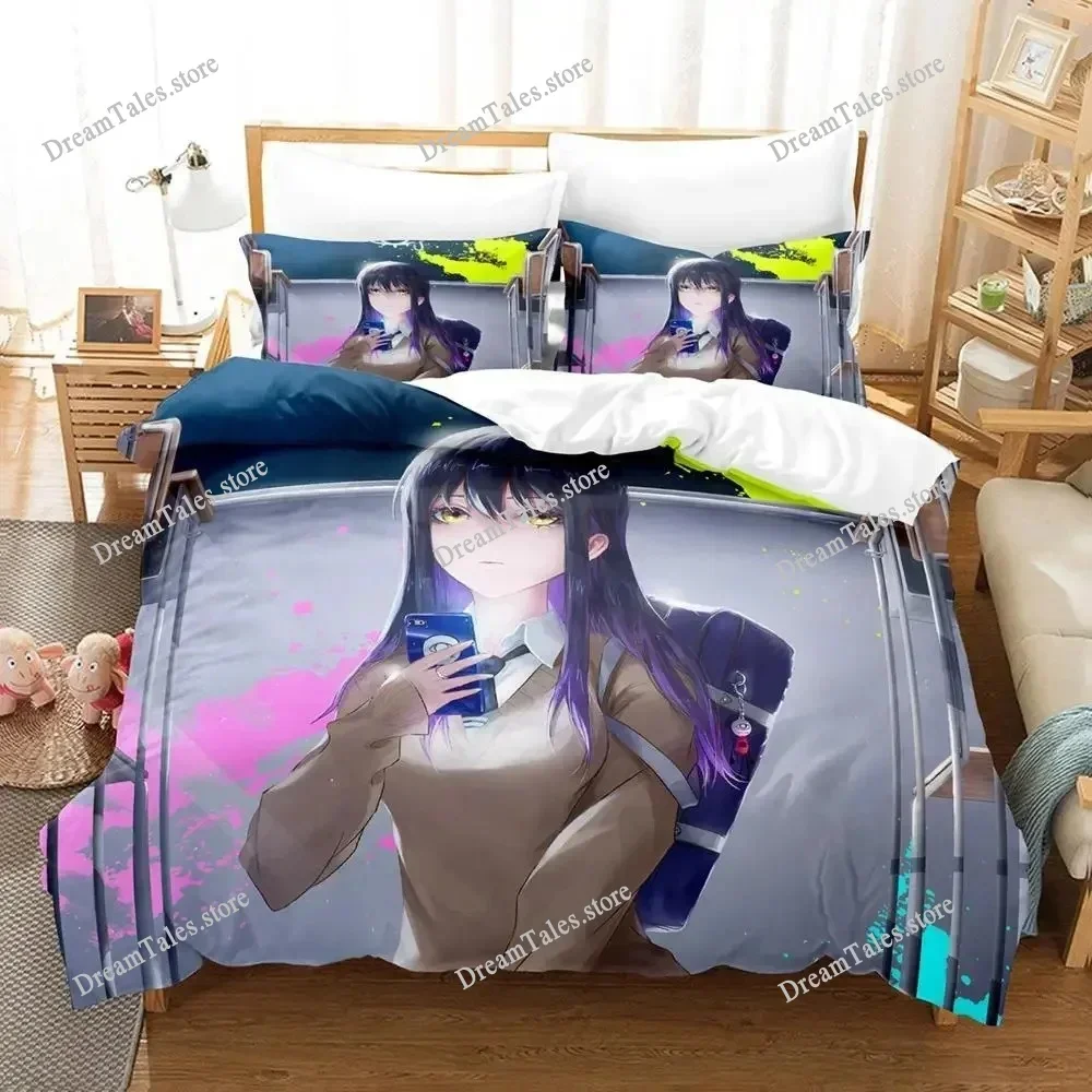 

Комплект постельного белья Mieruko-chan The Girl Who Can See Them, мультяшный аниме-набор, для взрослых и детей, для спальни, с 3D-принтом, Kawaii Anime741