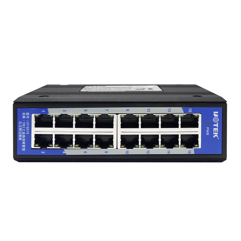 UOTEK 10/100M 16 ポート アンマネージド産業用スイッチ 全二重または半二重モード MDI/MDI-X イーサネット スイッチ UT-6516