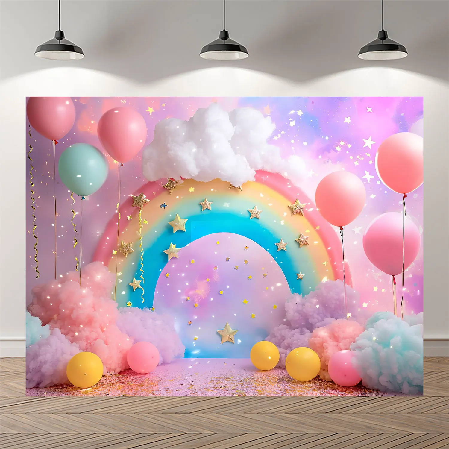 Rainbow Cloud Sky Photography Background Suitable for Photo Studio Dream Family Party Children Birthday Photo Portrait Banner