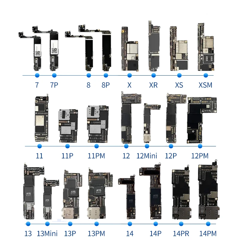 

Original Unlocked 64G/128G/256G For IPhone Logic Board For SE2 XS XR 11 12 13 14 15 16 Plus Mini Pro Pro Max Models & Sizes