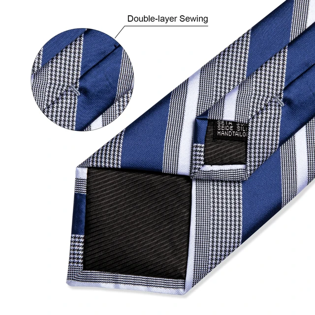 Luxury Blue Striped Polyester Ties for Men 8cm Width Wedding Business Prom Necktie Pocket Square Cufflinks Gift Men Accessories 5 Luxury Blue Striped Polyester Ties for Men 8cm Width Wedding Business Prom Necktie Pocket Square Cufflinks Gift Men Accessories 5