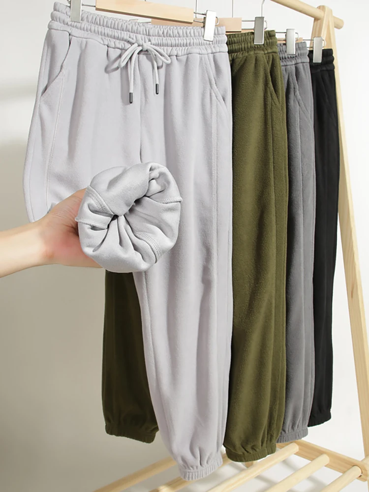 

Men's Faion Fce Lined Trousers Pure Color Cuffed Sweatpants Loose Fit High Waist Long Pants Daily Wear Polyester Fiber