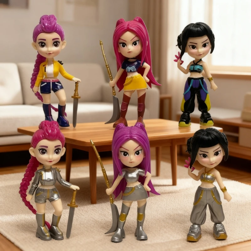 6PCS K-pop Devil Hunter Action Doll HUNTR/X Toy Rumi Mila Zoe Doll, for K-pop Fans' Birthday Gift Collection  Anime Figure