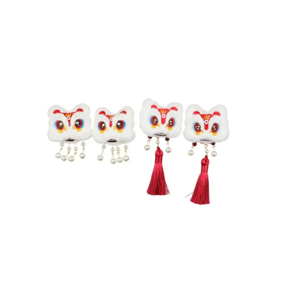 

Embroidery Children Red Hairpin Tassel Cloth Chinese New Year Headwear Tang Suit Hair Clip Lion Dance Ancient Style Hairpin Baby