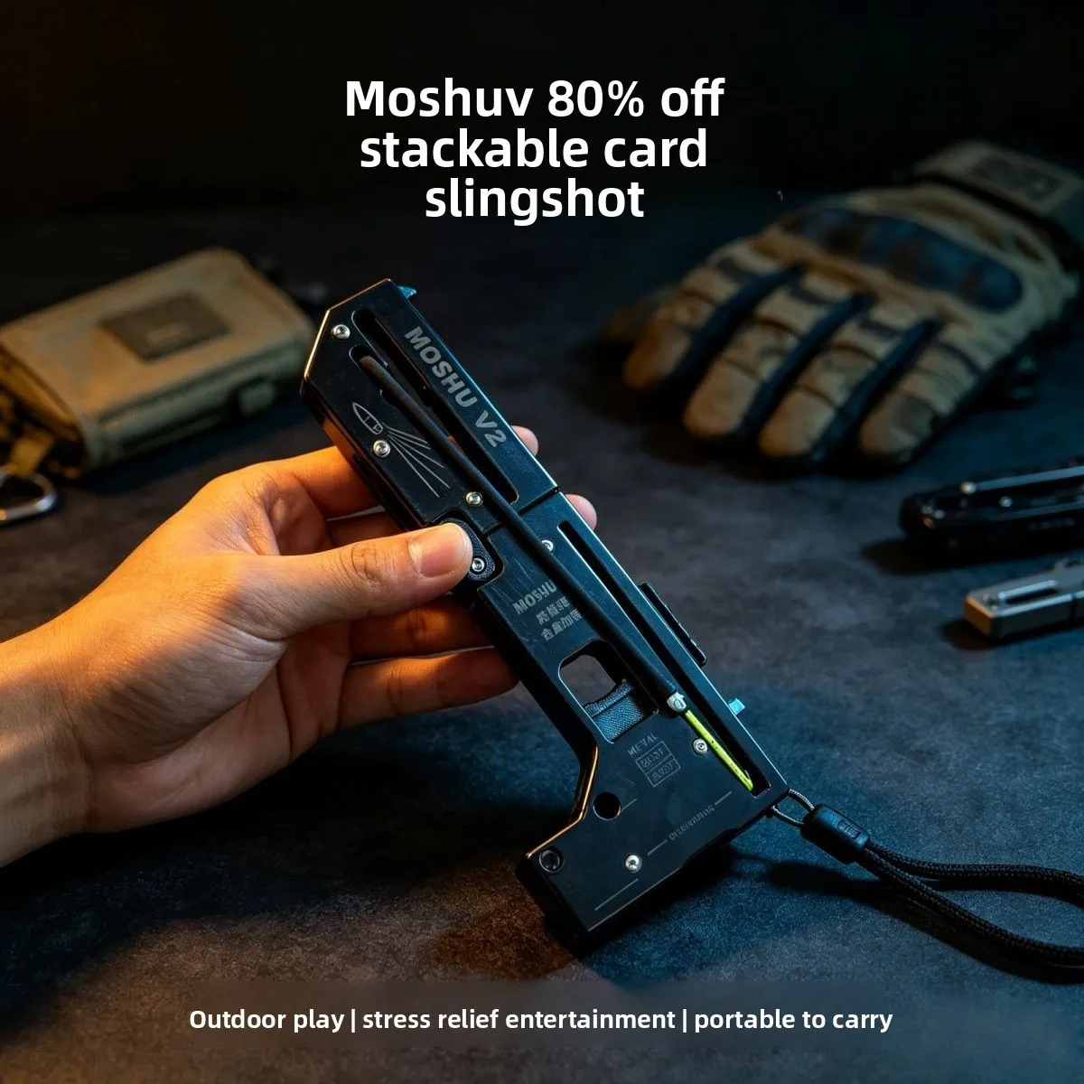 FULL Metal Magic Pivot Card Slingshot Children's Toy Portable Foldable Decompression Slingshot MagaPivot EDC Pocket Defense Pen view 3