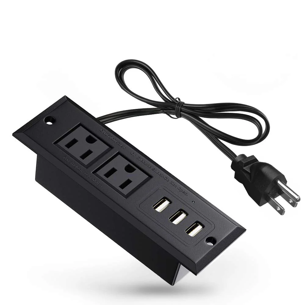 

Heavy Duty 1500W Recessed Power Strip, 2 AC Outlets 3 USB Ports for Workshop Garage, Flush Mount with 1.5M/4.92FT Extension Cord