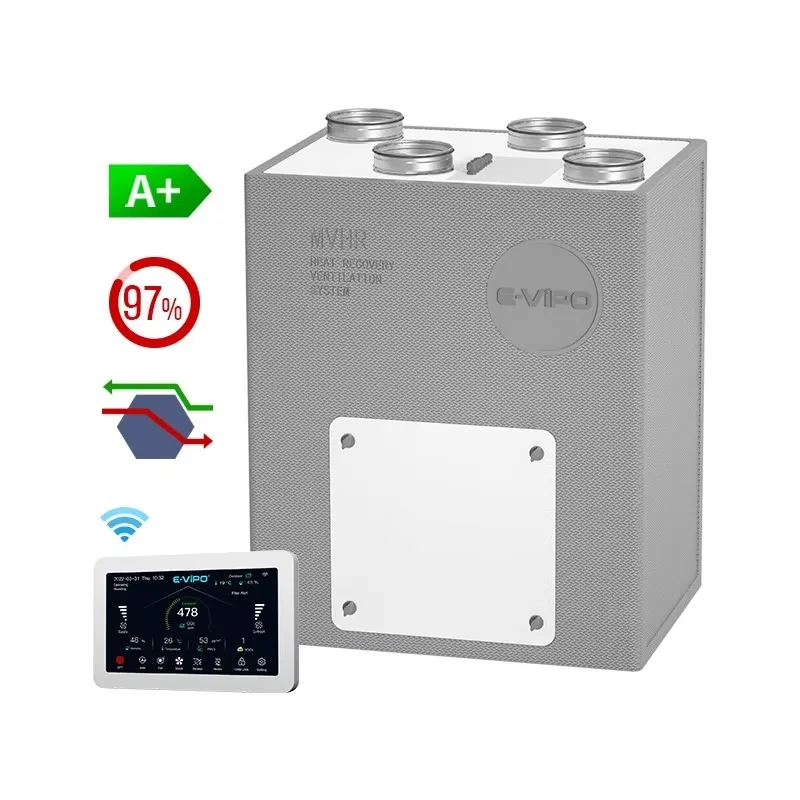 توفير الطاقة تهوية الهواء النقي الحائط نظام HVAC استعادة الهواء الالتفافية HRV نظام التهوية استعادة الحرارة