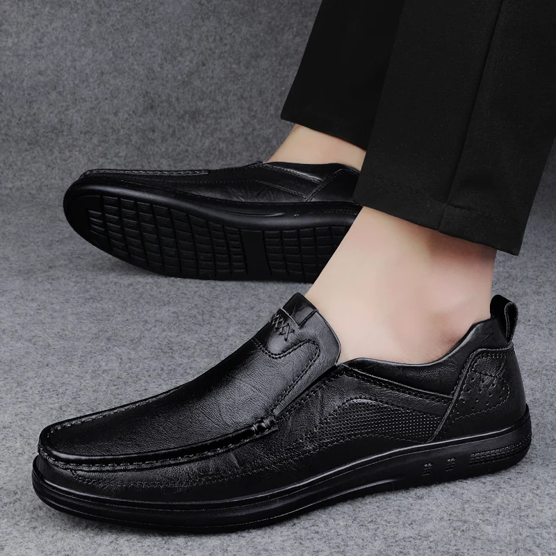 Italian High-quality Men\'s Genuine Leather Shoes Fashionable Loafers Men\'s Work Business Shoes Interview Formal Shoes