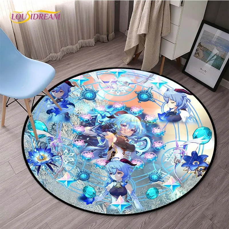 

Genshin Impact Round Rugs for Bedroom Cartoon Carpets for Living Room Kids Soft Rug Anti-slip Floormat Home Decor Camping Picnic